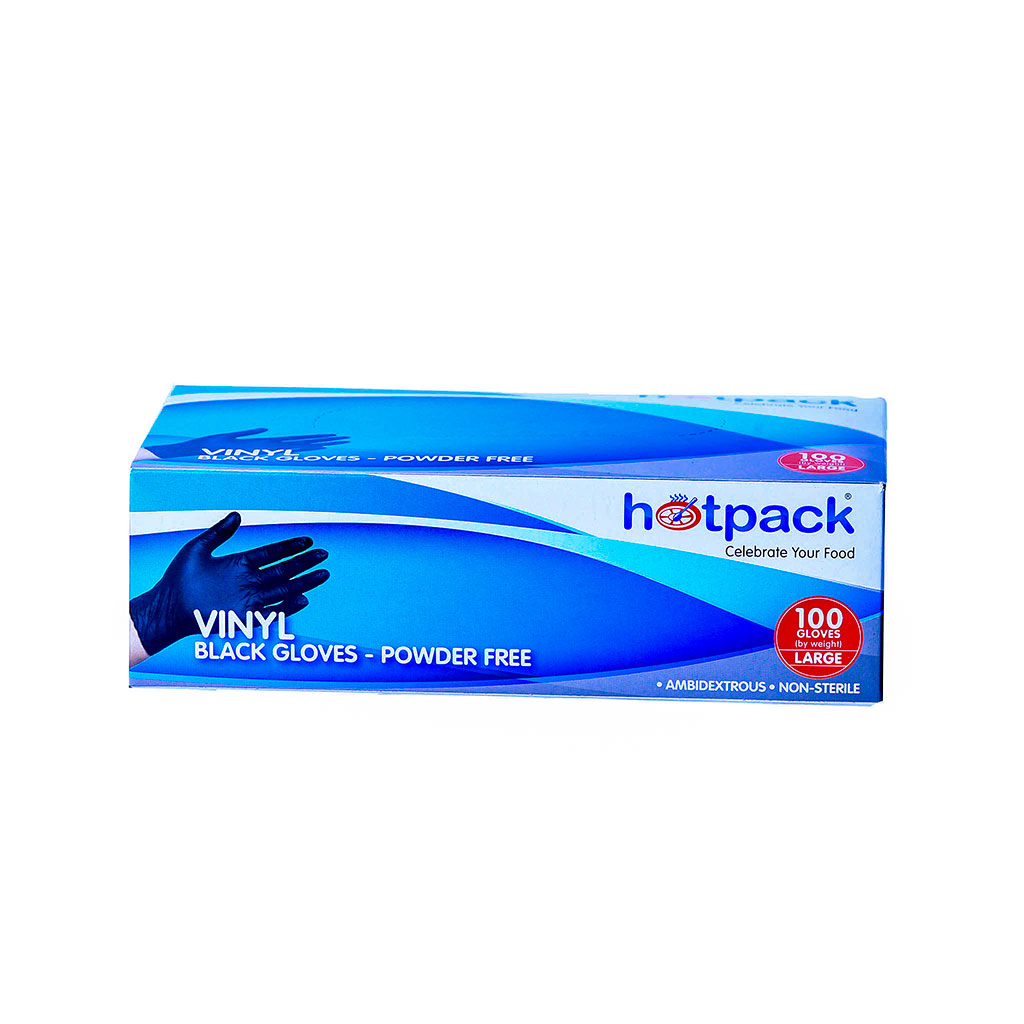 BLACK VINYL GLOVES POWDER FREE - Hotpack Packaging